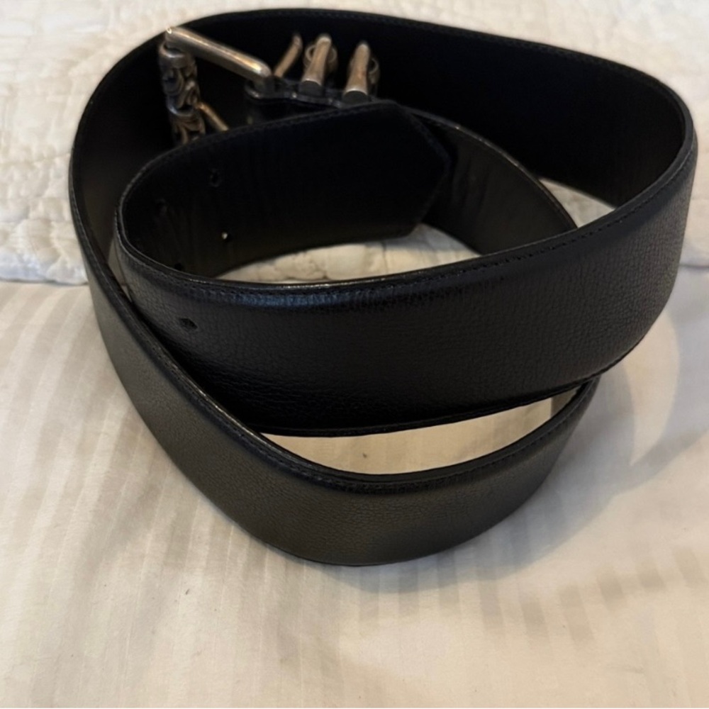 Unbranded  Black Leather Belt with Silver Buckle Brand new 36 waist